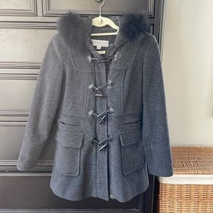 Marc New York Andrew Mark Wool Coat with Fur Hood Size 2